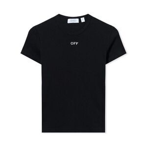 OFF-WHITE Ribbed Cotton Logo T-Shirt Women BLACK T-Shirts & Tops